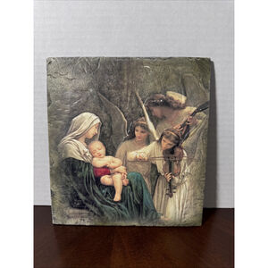 Marco Sevelli Song of Angels Textured Tile Plaque Art Madonna Child Mary Jesus